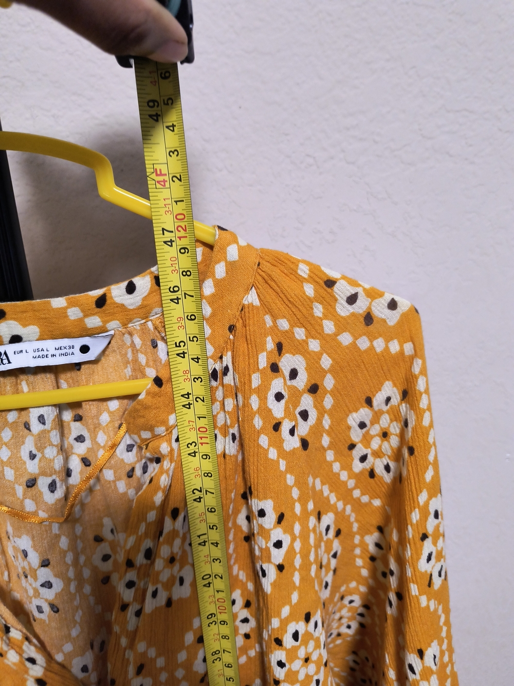 Zara Mustard Floral Tie-Neck Midi Dress - Picture 11 of 13